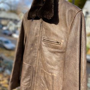 LL Bean leather bomber jacket